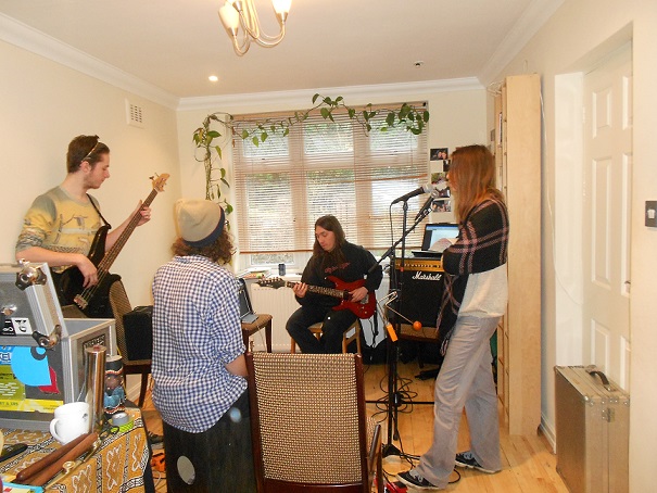 Poeticat rehearsing at home. Photo by Catherine Martindale.