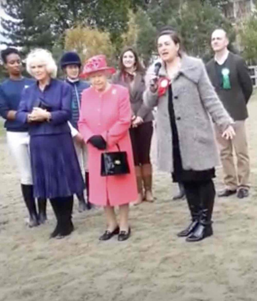Ebony Horse Club founder Ros Spearing with the Queen and Duchess of Cornwall