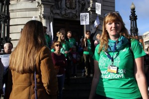 Sara Tomlinson from the NUT said she was surprised by the level of support from teachers and parents. Pic by Tim Dickens