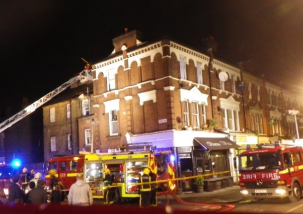 Firefighters deal with incident on Landor Road. Picture by London Fire Brigade 