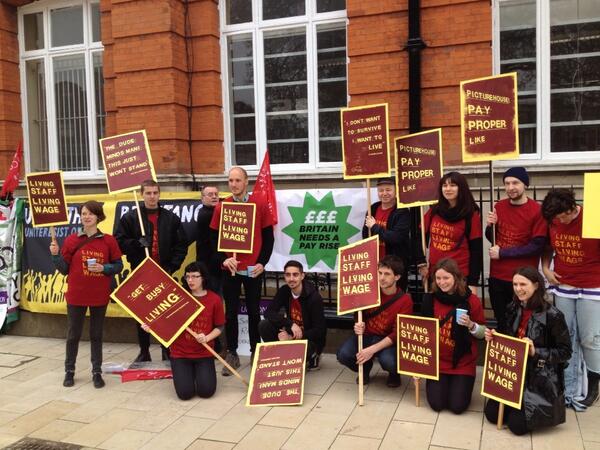 Staff outside the Ritzy Cinema. Picture by @Uniteresist on Twitter