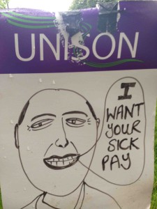 College strike placard