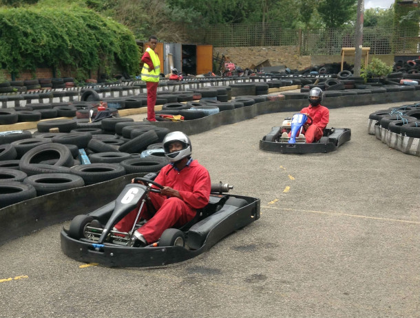 Young people enjoying a ride on the go-karts. Image courtesy of the Right Track 