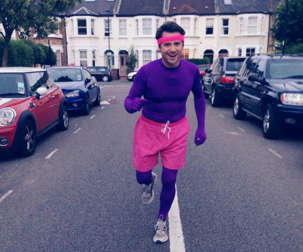 MORPH MAN: Jamie Ritchie, 34, will attempt his triathlon dressed like this...