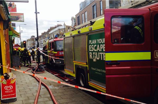 Fire swept through the cafe in Stockwell Road  this afternoon. Picture by Peter Brown @petbro1 