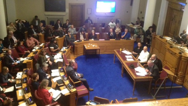 Lambeth Town Hall council chamber during the meeting 