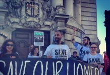 Save our homes demo outside Lambeth town hall