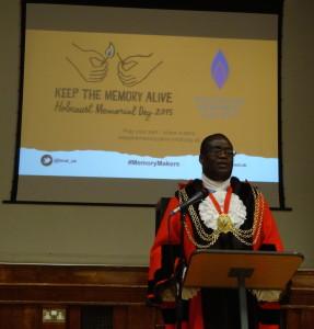 Lambeth Mayor Adedamola Aminu speaks at the event.