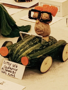 Chris Evans in a car made from vegetables