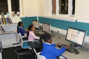 Ruth, Heaven and Marie get coding at Brixton Library's Code Club