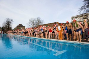 Swimmers at Brockwell Lido in support of Crisis