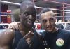 Boxer Winner: Nyesco Okpako with trainer Bobby Miltiadous