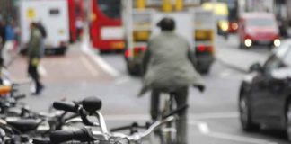 Cyclist in traffic