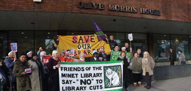 Library protesters at Olive Morris House, Lambeth
