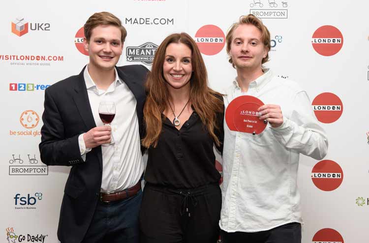 Sarah Willingham with Tom and Freddie from winning restaurant Kricket
