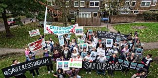 Save Cressingham Gardens campaigns with placards