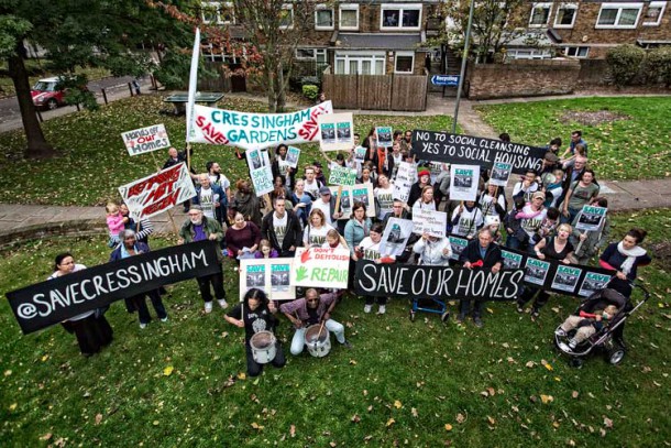 Save Cressingham Gardens campaigns with placards