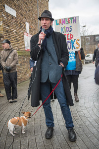 Will Self and Maglorian at the end of the march in South Lambeth