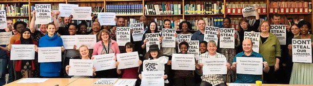 Librarians in Brixton library show their support