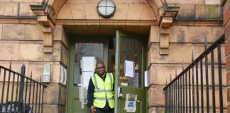 Security guard at the Carnegie library