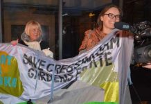 Cressingham Gardens residents protest at a council meeting