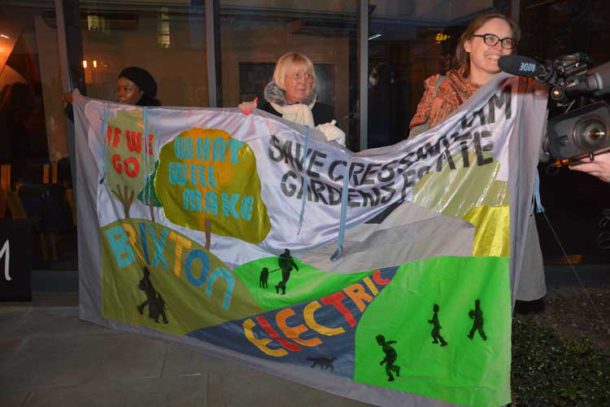 Cressingham Gardens residents protest at a council meeting