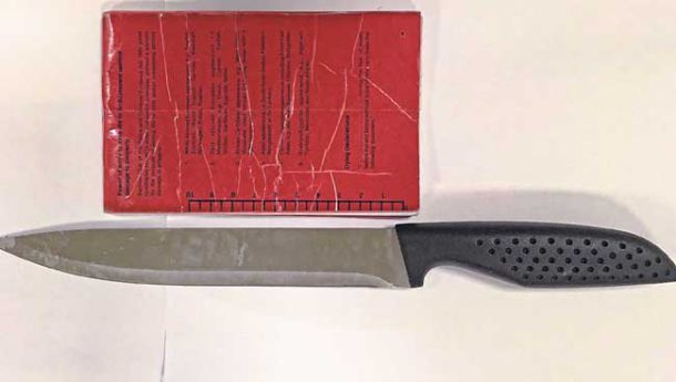 Image of a knife taken from a 12-year-old boy