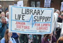 Libraries and Cressingham Gardens campaigners joined forces outside a Lambeth council cabinet meeting earlier this year