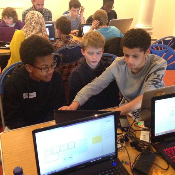 young computer coders at work