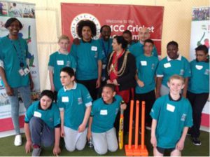 Michael Tippett's disability cricket team with the Mayor of Lambeth