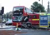 Bus fire engine collision