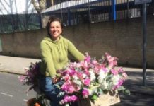 Lambeth country show floral ride. Bike decorated with flowers