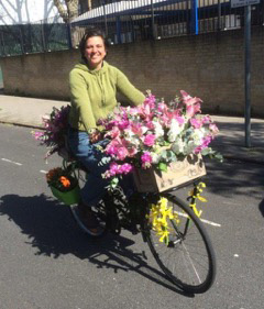 Lambeth country show floral ride. Bike decorated with flowers
