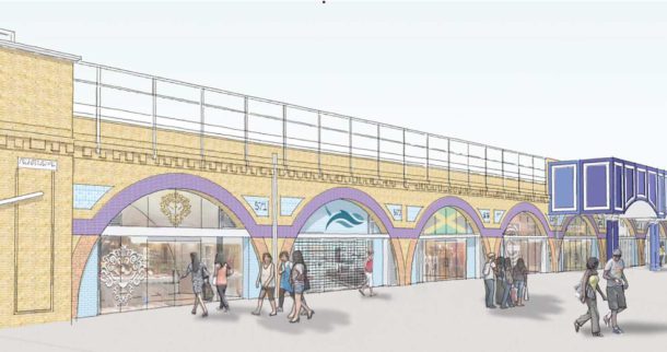 Image showing refurbished arch and shop fronts on Atlantic Road
