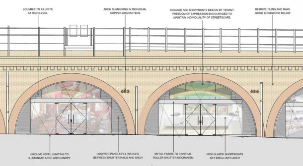 Image showing refurbished arch and shop fronts on Brixton Station Road