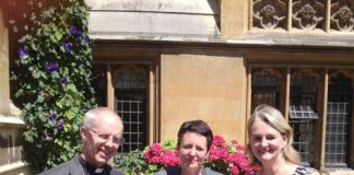 Lambeth council leader Lib Peck (right) at Lambeth Palace with archbishop Justin Welby and Dr Sara Hanna of the Evelina London children’s hospital, part of St Thomas’ hospital.