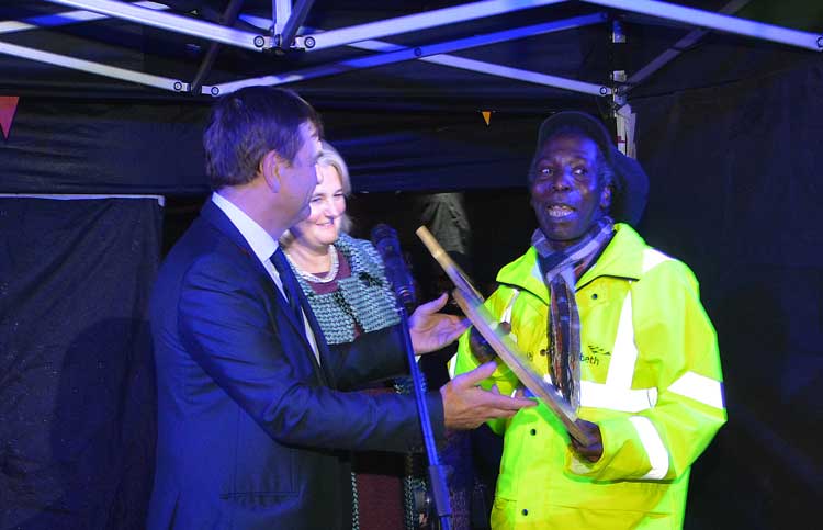 A ceremonial key to Brixton market for Michaeal Johns