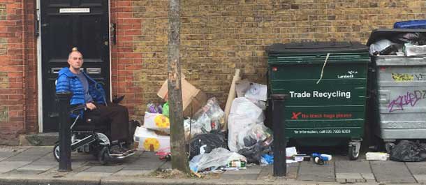 George Hornby surveys rubbish left on Milkwood Road
