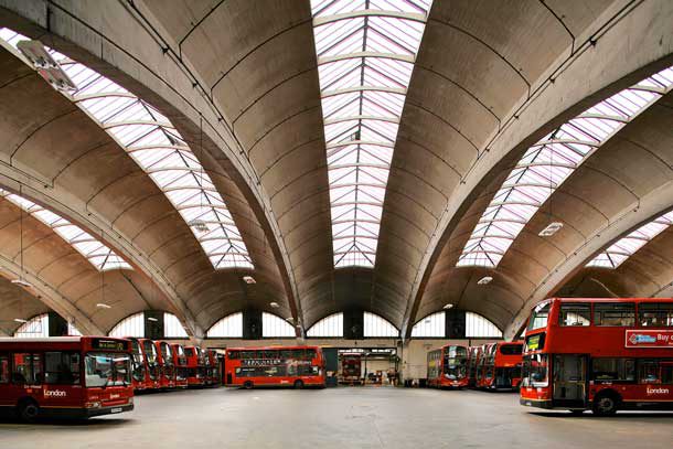 Arched roof of Stockwell Bus Garage