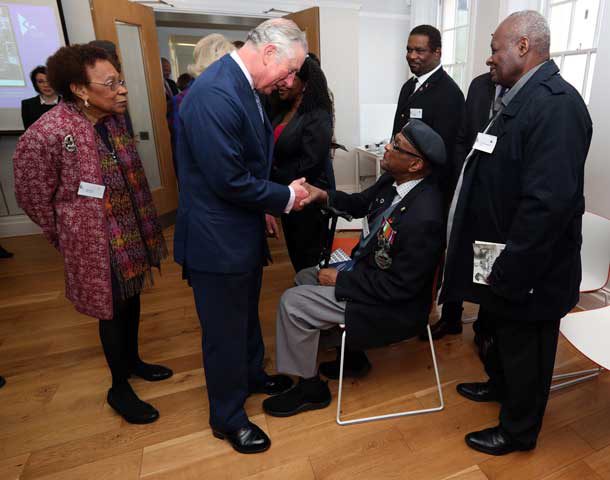 Prince Charles meets veteran from West Indian Association of Service Personnel