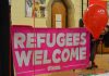 Refugees welcome banner
