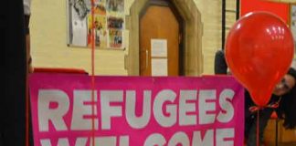 Refugees welcome banner