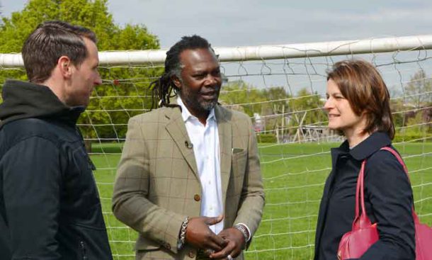 James Gregory, London and South East network co-ordinator for StreetGames, at the launch with Levi Roots and Helen Hayes