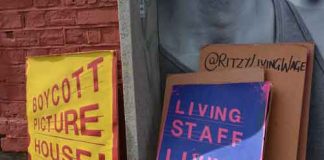 Ritzy living wage campaign placards