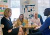 Home Secretary Amber Rudd talks to key worker Ken Davis (right), centre manager Dawn Brecken (second left), and key worker Junior Atkins, during her visit to the Harbour recovery centre in Brixton ahead of the launch of the government's new drug strategy