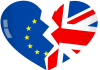 Logo with UK and EU flags in shape of broken heart