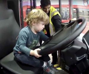 Learning how to drive a bus at the garage