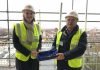 Cllrs Peck and McGlone at topping out ceremony