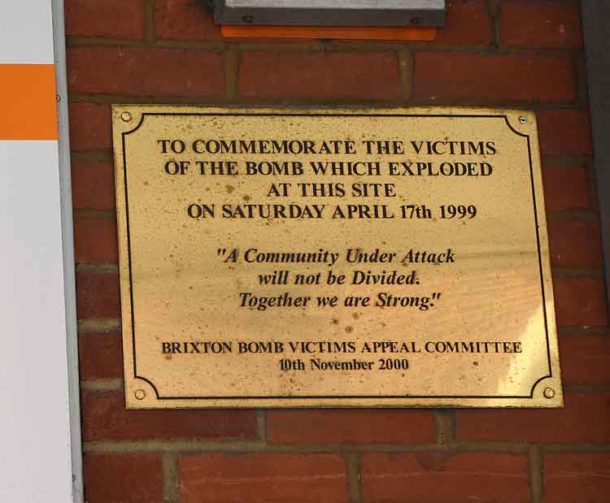 The plaque marking the bombing is today usually behind a row of trolleys
