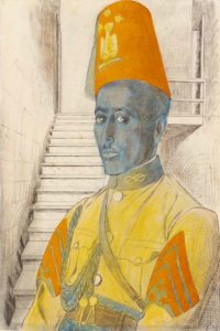 Edward Bawden, A Sergeant in the Police Force formed by the Italians, Watercolour, chalk and ink on paper, © IWM (Art. IWM ART LD 1791), © Estate of Edward Bawden